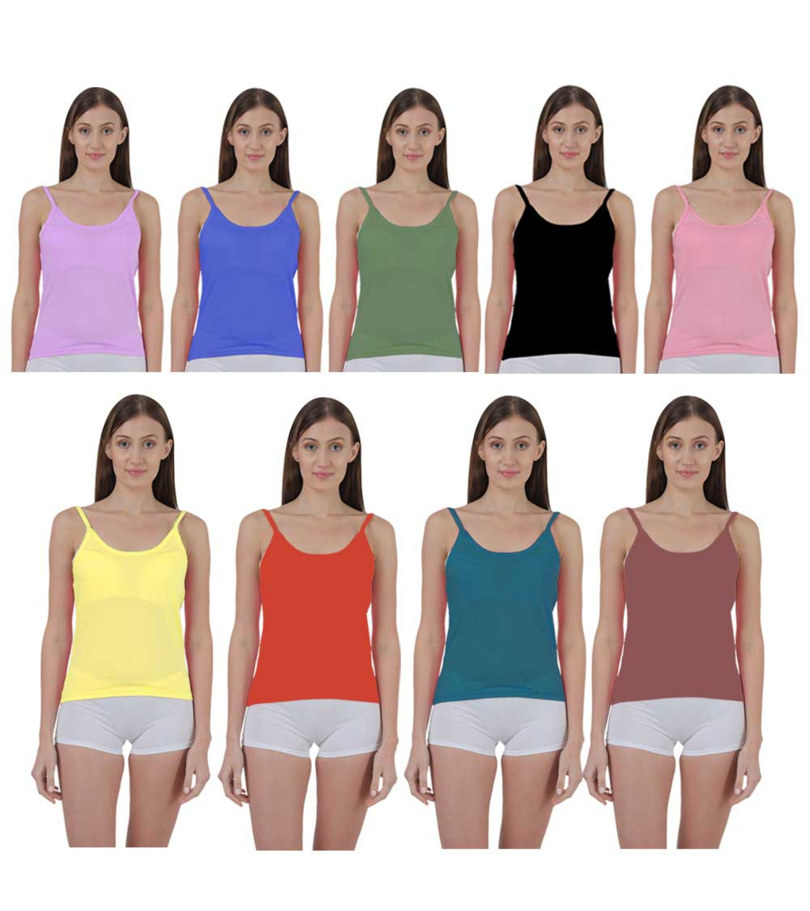 Vink Multicolor Womens Camisole Slip 9 Pack Combo